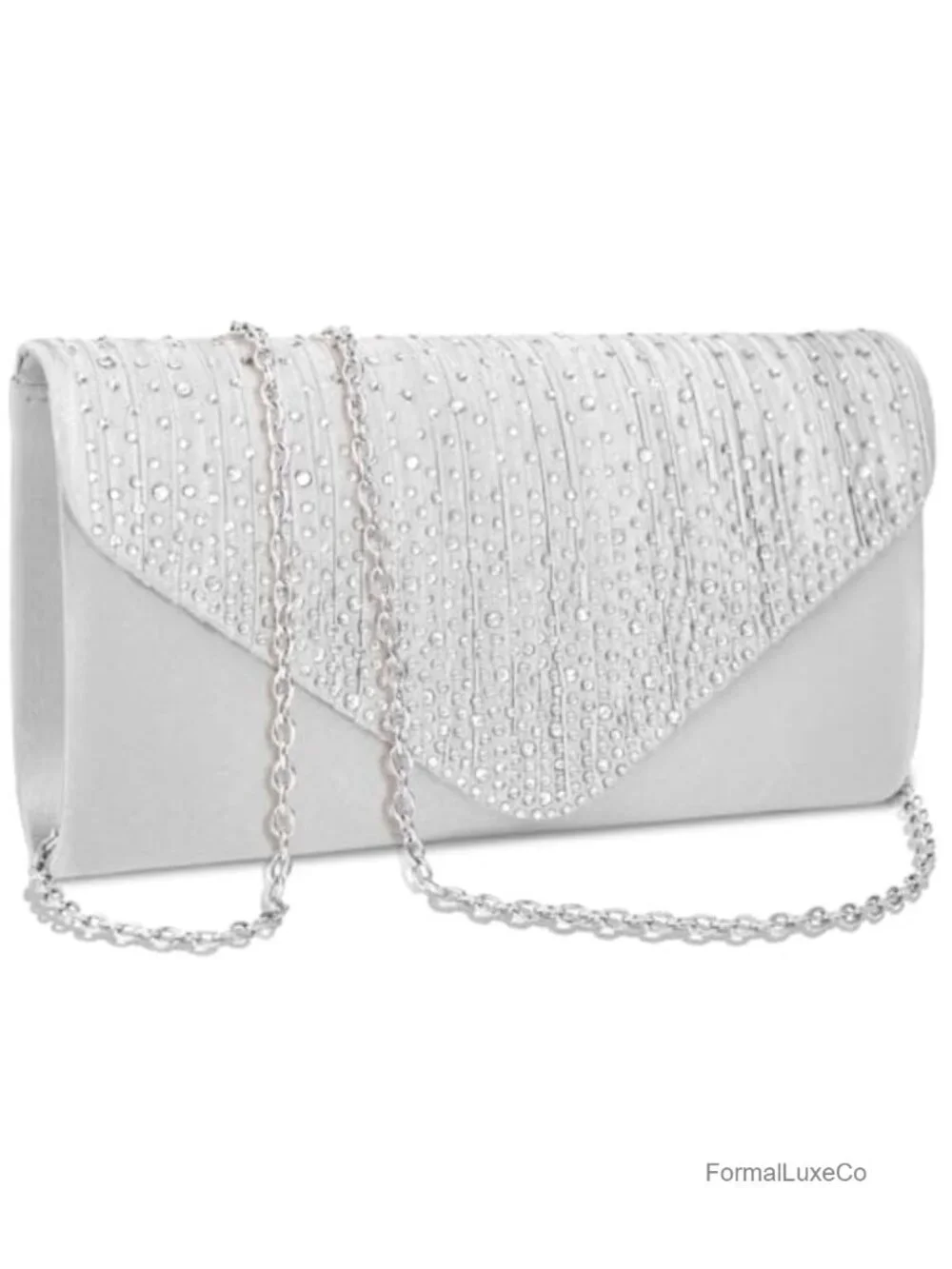 Satin Rhinestone Clutch Evening Bag Formal Handbag for Wedding Party Prom